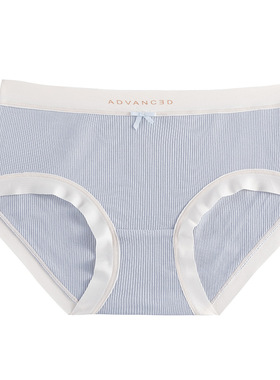 日系甜糯螺纹中腰无痕边奶油蝴蝶结亲肤柔软纯棉透气里裆内裤