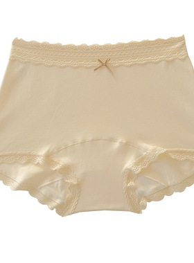 平角内裤女10a全棉加长裆女士纯棉蕾丝a类棉二合一安全裤