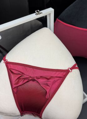 大蝴蝶结 欧美宫廷绸缎女士内裤双细带冰丝内裤女