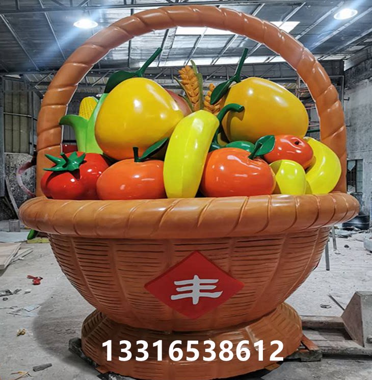 玻璃钢农作物水果蔬菜雕塑仿真蓝莓杨梅枇杷篮雕像装饰落地吉祥物