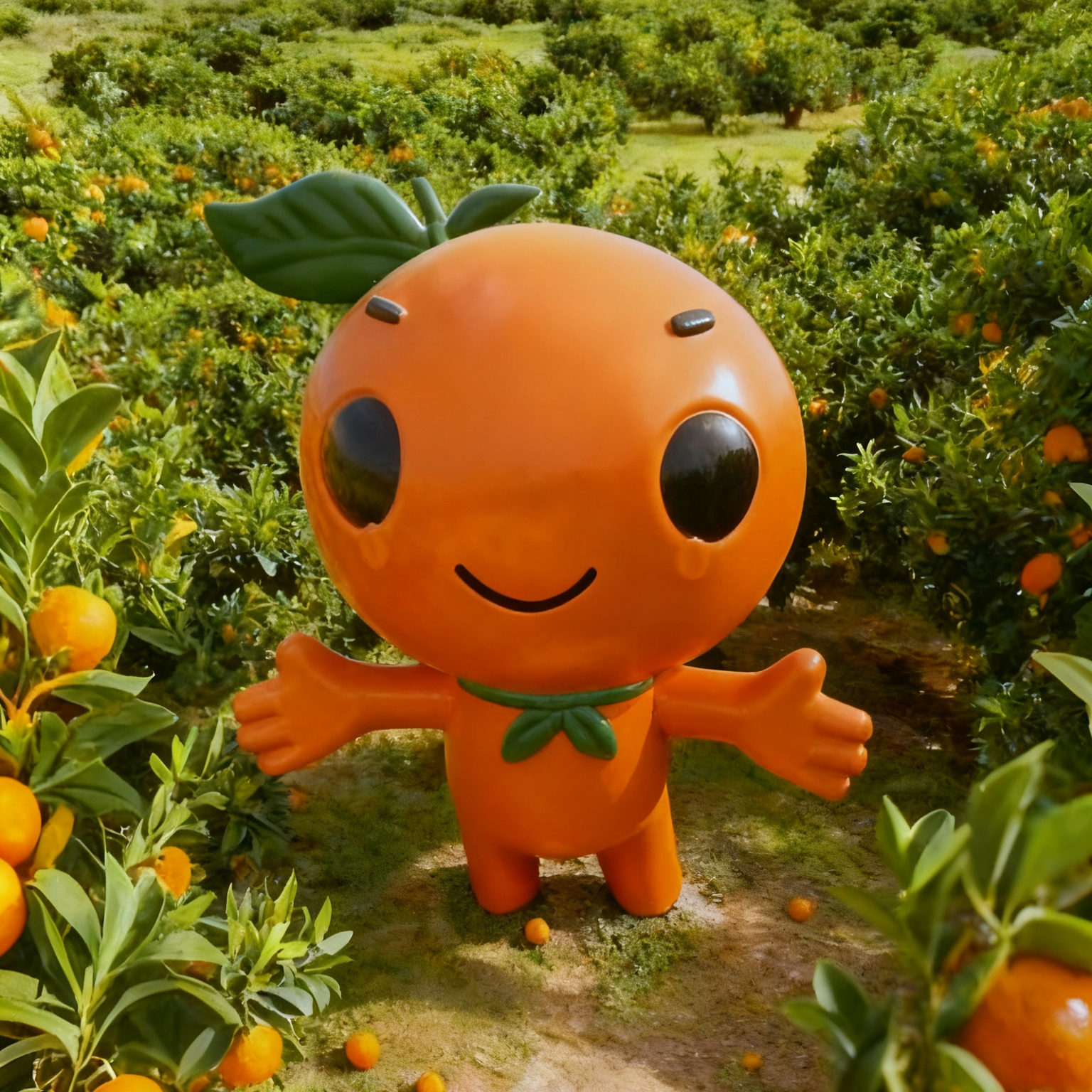 赣州脐橙形象卡通雕像玻璃钢沃柑水果篮模型园林商场美陈橙子造型