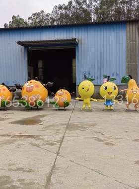 杏子卡通玻璃钢菠萝火龙果梨子草莓桃子雕塑园林景区IP形象吉祥物