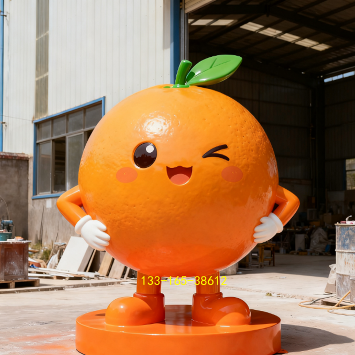 橙子卡通玻璃钢雕塑定制大型砂糖橘人偶模型广西沃柑水果篮雕像