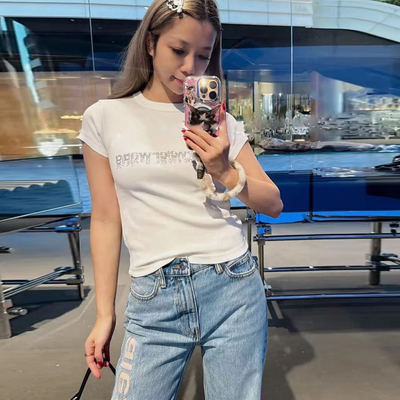 夏季轻奢风水钻显瘦短袖T恤女