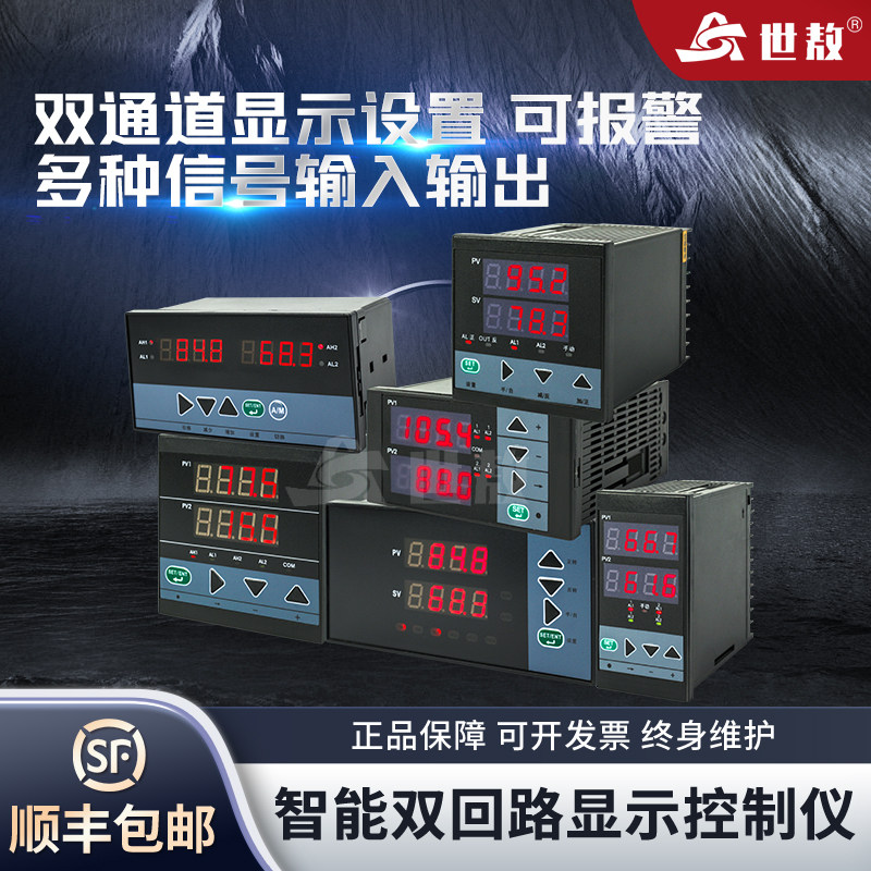 智能双回路显示控制仪表可调温控器变送表温度报警2通道测控仪