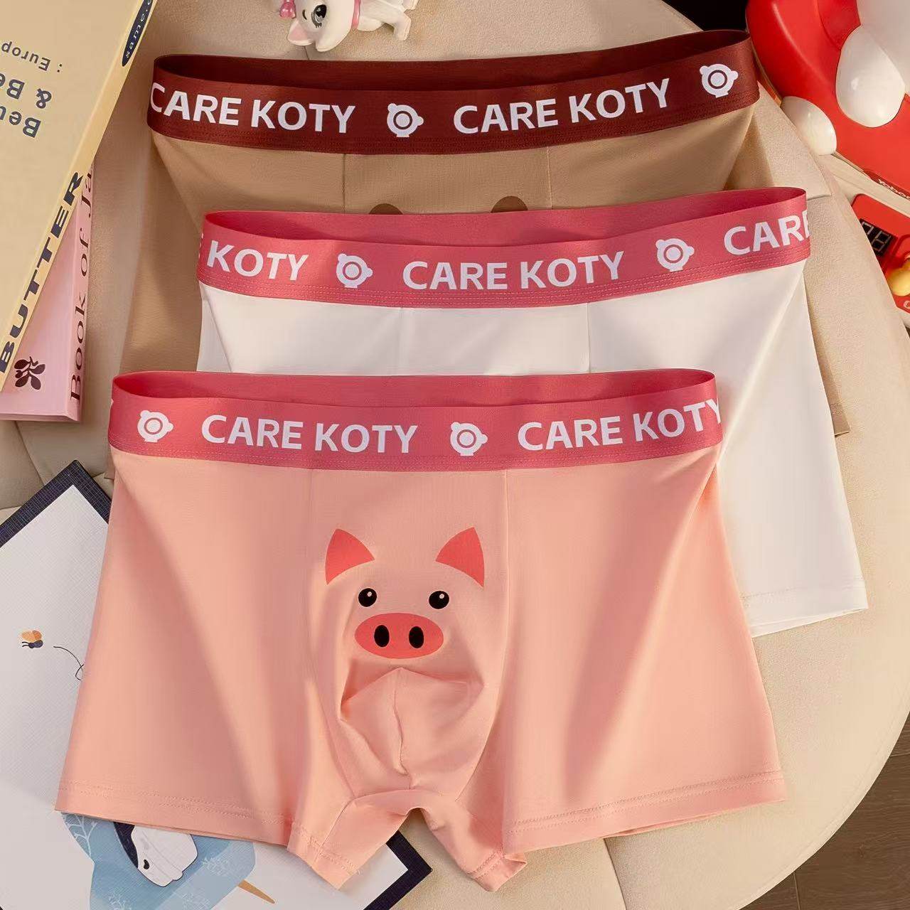 潮流男士内裤可爱卡通纯棉透气四角裤亲肤舒适平角裤青年运动短裤