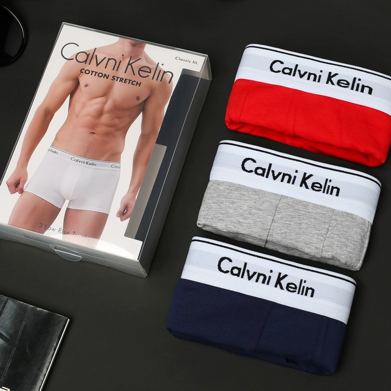 CK&LJRTHO男士内裤纯棉四角裤提花腰边顺滑高弹透气运动大码短裤