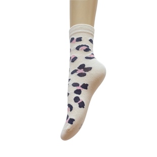 日单  短袜女纯棉可爱奶牛纹中筒女袜 无骨缝合~