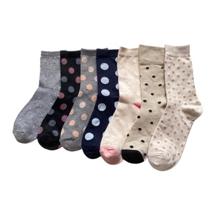 波点爱心蝴蝶结甜美复古中筒女袜 经典 杂款 日单