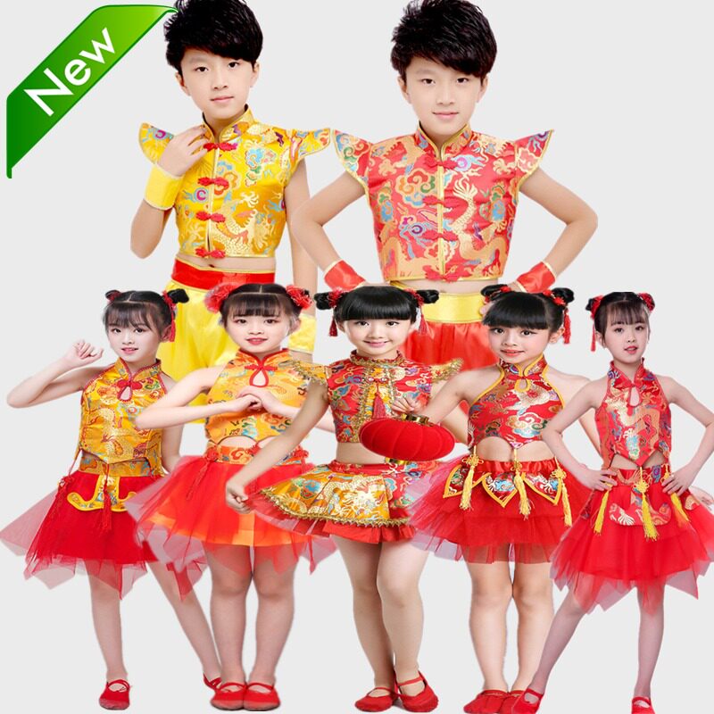 红色短袖喜庆打鼓服喜庆中性