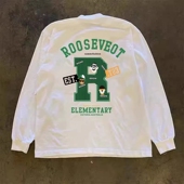 休闲上衣 街头重磅纯棉长袖 撤回外贸美式 T恤男女同款 海外订单尾货