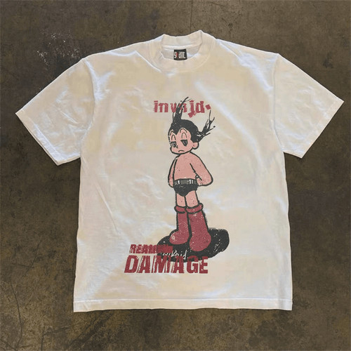 海外订单尾货~撤回外贸古着vintage重磅纯棉短袖T恤男女百搭上衣