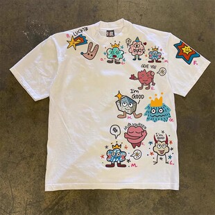 海外订单尾货~撤回外贸美式痞帅重磅纯棉短袖T恤男女同款百搭上衣