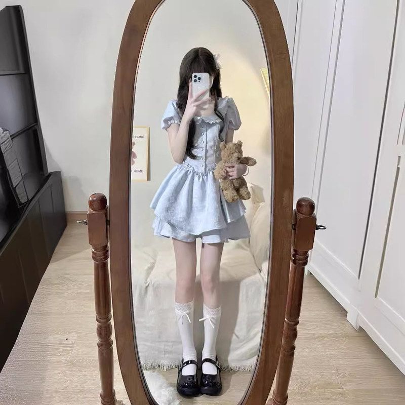 式夏季收腰蓬蓬裙初恋娃娃领仙女
