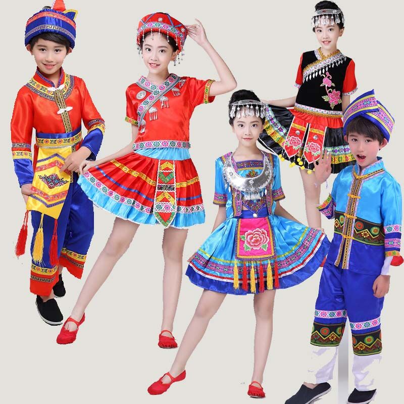 云南少数民族风女童葫芦丝演出服