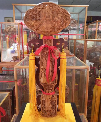 新品桃木福禄寿玻璃罩如意家居摆件木雕摆设客厅工艺品礼品