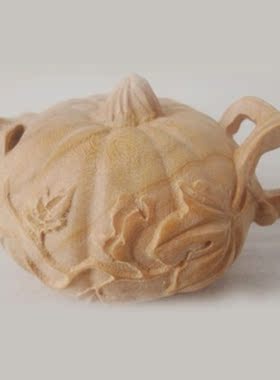 家居木雕饰品正宗肥城桃木南瓜茶壶摆件手把文玩件把把壶