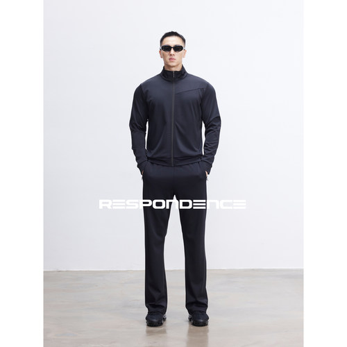 RESPONDENCE 运动套装修身立领夹克休闲外套上衣直筒长裤两件套