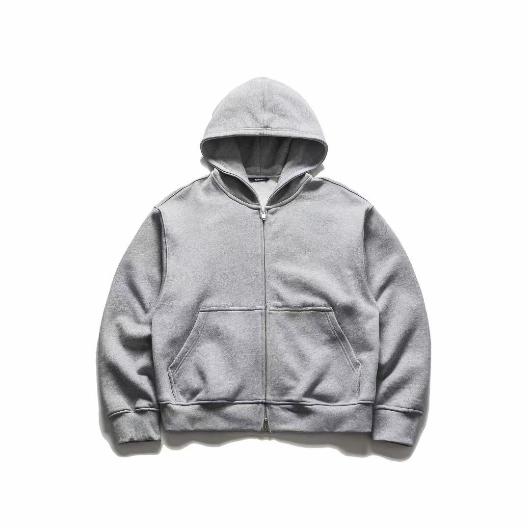 RESPONDENCE 重磅纯色短宽拉链卫衣日常通勤健身连帽运动卫衣