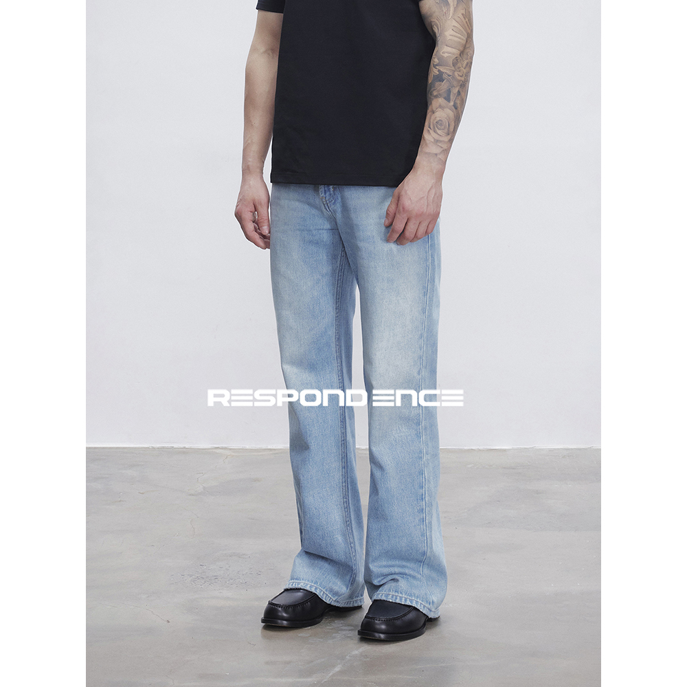 休闲百搭直筒宽松微喇牛仔裤