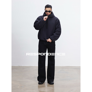 RESPONDENCE 3M新雪丽暖绒加厚连帽套头棉服半拉链宽松短款面包服