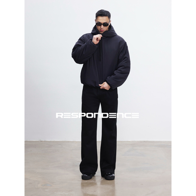 RESPONDENCE 3M新雪丽暖绒加厚连帽套头棉服半拉链宽松短款面包服