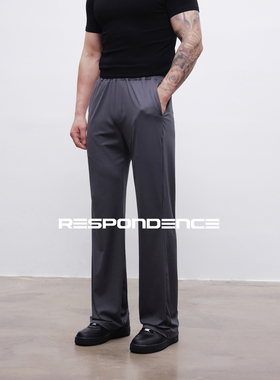 RESPONDENCE 三宅风褶皱松紧腰休闲裤垂感轻薄透气显腿长直筒裤
