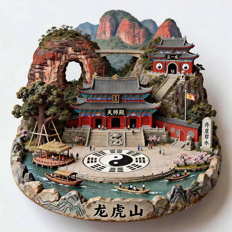 龙虎山文字冰箱贴鹰潭磁贴旅游景区中国城市金属个性创意文创礼品