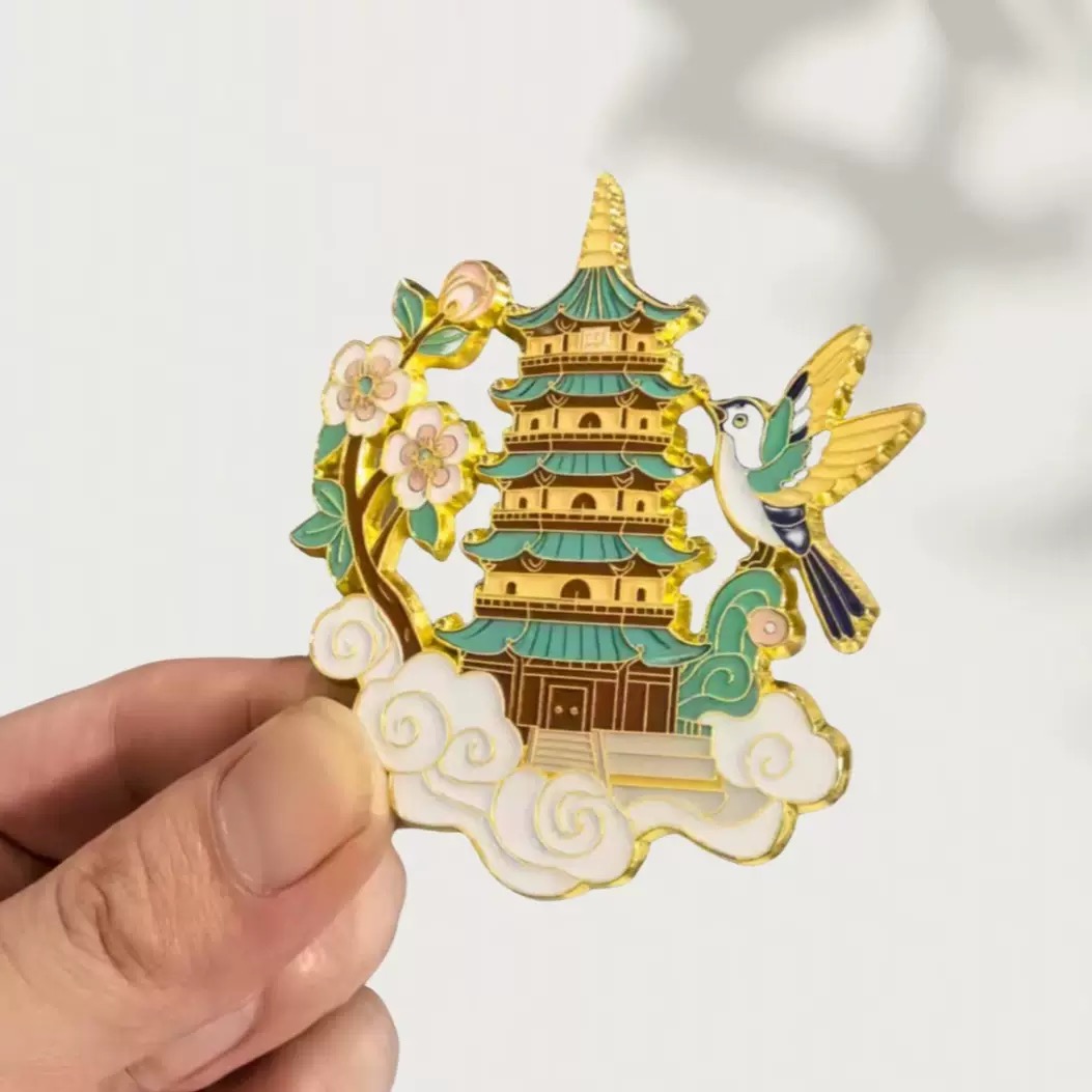 山西应县木塔金属冰箱贴镂空创意冰箱装饰景区国潮文创旅游纪念品