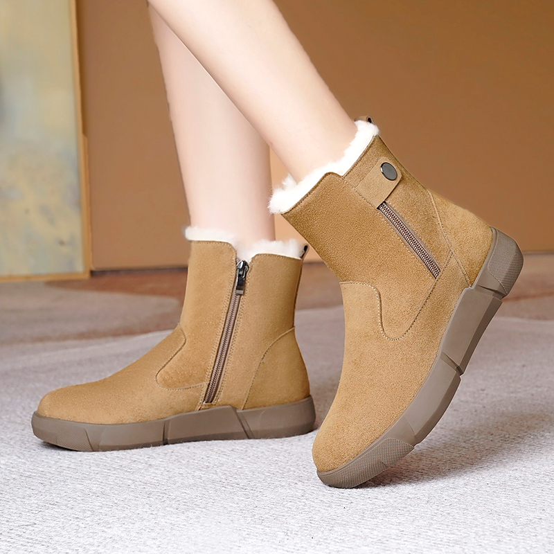 真皮保暖羊毛牛绒雪地靴