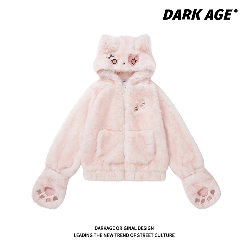 DARKAGE原创小众设计猫咪刺绣加厚棉服宽松百搭猫爪手套保暖外套,女装/女士精品,棉衣/棉服,淘宝优惠券,粉丝福利购,淘宝优惠卷