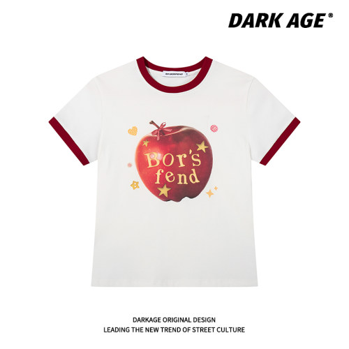 DARKAGE原创苹果印花夏季短袖T恤