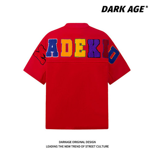 DARKAGE原创字母毛巾绣短袖T恤