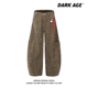 宽松阔腿休闲长裤 DARKAGE美式 男女款 裤 复古豹纹刺绣字母弯刀工装