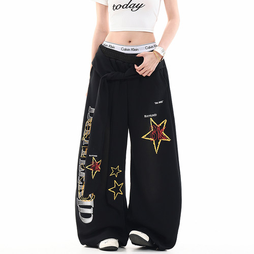 DARKAGE原创星星绑带弯刀休闲裤