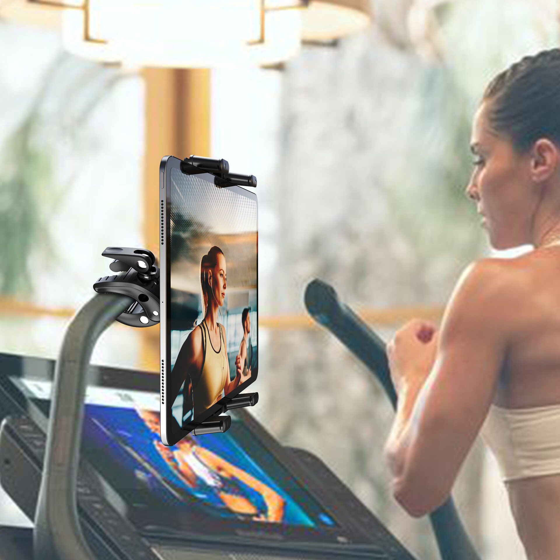 动感单车手机支架折叠屏iPad平板支架自行车跑步机室内健身器椭圆