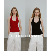 COUNTONME 弹力螺纹度假休闲显瘦挂脖背心上衣 遮副乳 夏季 刚需