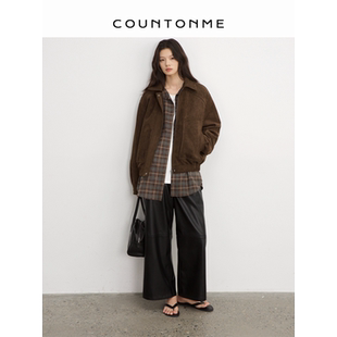 极简时髦通勤质感百搭抽绳九分阔腿皮裤 COUNTONME 复古老钱