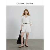 100%砂洗亚麻老钱显瘦极简休闲通勤五分裤 COUNTONME 慵懒夏日