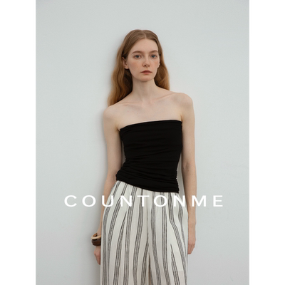 法式修身型慵懒针织抹胸