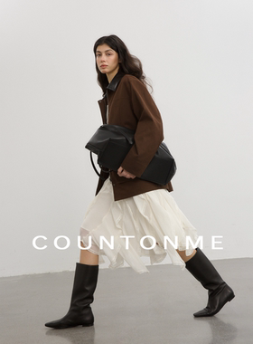 COUNTONME 气质浪漫/ 春秋季不规则蕾丝拼接薄纱花边显瘦半身裙女