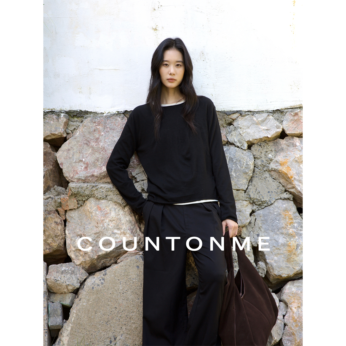 COUNTONME 极简腔调/柔暖舒适 纯色羊绒桑蚕丝长袖上衣