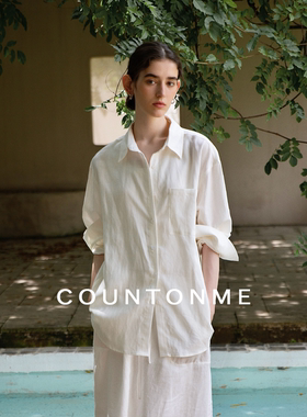 COUNTONME 天丝亚麻方领衬衫 松弛自在夏季防晒舒适长袖衬衣