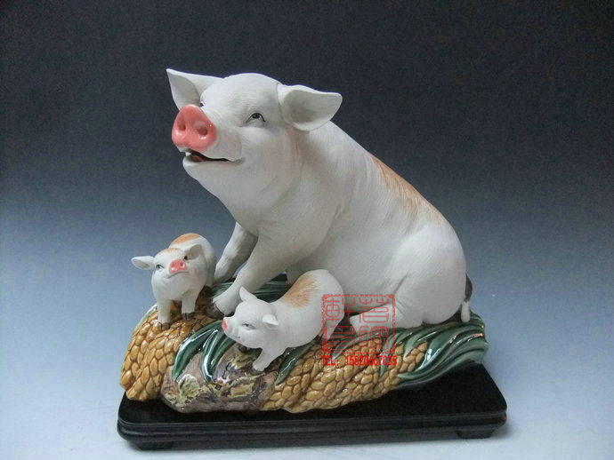陶瓷工艺品 石湾公仔 庆丰年 生肖猪 限量680件