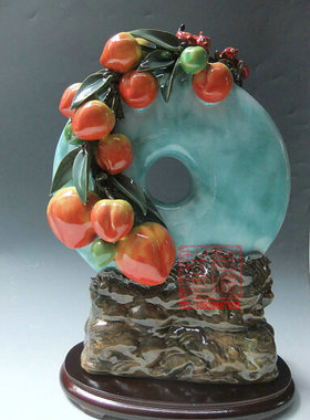 陶瓷石湾公仔摆件大展鸿图工艺品