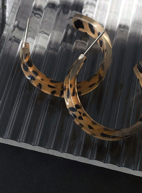 RTZHANG小众设计感亚克力豹纹C形耳圈耳环S925银针独特漂亮耳饰女