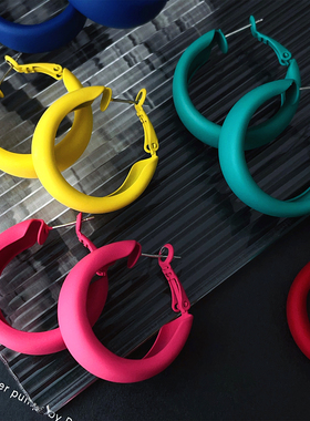 RTZHANG 甜美多巴胺糖果彩色圈圈耳圈耳环女气质百搭时尚圆圈耳饰