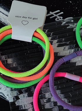 RTZHANG韩国ins荧光色发圈头绳时尚简约彩色发绳扎头发皮筋发饰潮