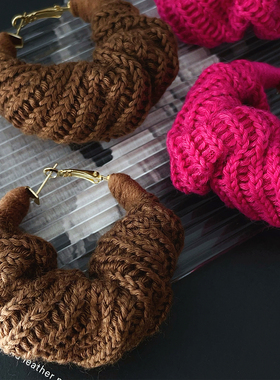 RTZHANG设计感夸张个性复古毛绒针织毛线秋冬耳圈耳环圈圈耳饰女