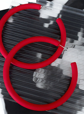 RTZHANG  多巴胺彩色耳圈红色大耳环圈圈女夸张个性气质百搭耳饰